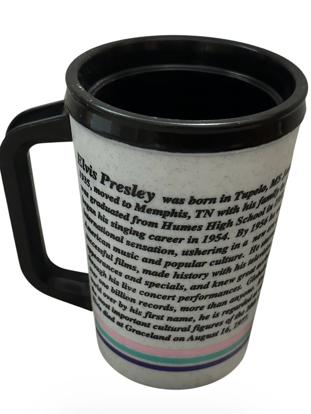 Elvis Presley vintage White Travel plastic Mug with Black Handle - Picture 3 of 5